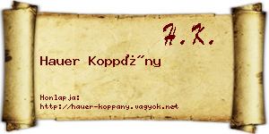 Hauer Koppány névjegykártya